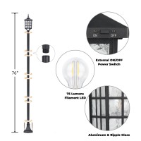 Kemeco Solar Lamp Post Light St4324Ss4 Outdoor Waterproof Led Street Floor Post Lights Solar Powered For Pathway Garden Drivewa