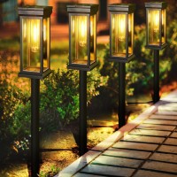 Kelvinlux Solar Pathway Lights Outdoor 4 Pack Solar Powered Bright Lights For Outside Waterproof Auto Onoff Solar Garden Land