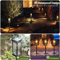 Kelvinlux Solar Pathway Lights Outdoor 4 Pack Solar Powered Bright Lights For Outside Waterproof Auto Onoff Solar Garden Land