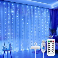 Minetom Curtain Lights 300 Led Dimmable Fairy Lights With Remote And Timer 8 Modes Usb Powered String Lights For Room Wall Pa