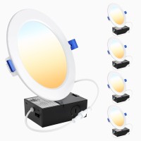 Ensenior 4 Pack 6 Inch Ultrathin Led Recessed Lighting With Junction Box 2700K3000K3500K4000K5000K 5Cct Selectable 11W