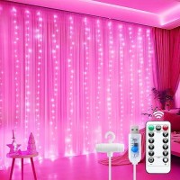 Minetom Curtain Lights 300 Led Dimmable Fairy Lights With Remote And Timer 8 Modes Usb Powered String Lights For Room Wall Pa