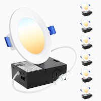 Ensenior 6 Pack 4 Inch Ultrathin Led Recessed Wafer Light With Junction Box 2700K3000K3500K4000K5000K 5Cct Selectable 7