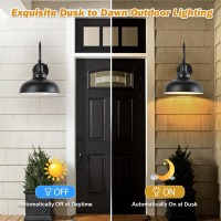 Dusk To Dawn Outdoor Wall Lights, Exterior Farmhouse Gooseneck Wall Sconce Barn Light, Vintage Matte Outside Wall Mount Lighting Fixture, Waterproof Outdoor Wall Lantern For House Porch Garage