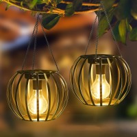 Kelvinlux 15 Solar Lanterns Outdoor 2 Pack Large Solar Lights Outdoor Haning Waterproof Upgraded Metal Lights For Outside Wi