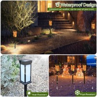 Kelvinlux Solar Flame Lights Outdoor 12Led 8Pack Solar Torch Lights With Flickering Flame Landscape Lighting Waterproof For Ou