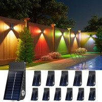 Jackyled Solar Fence Lights 3Side Lighthouse Patterns Solar Powered Outdoor Lights Ip65 Waterproof Fence Lights For Outside