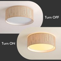 Wingbo 157 Modern 3Light Flush Mount Ceiling Light Fixture With Fabric Acrylic Double Drum Shade For Bedroom Living Room D