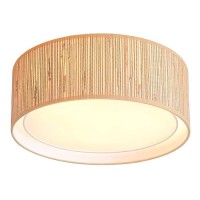 Wingbo 157 Modern 3Light Flush Mount Ceiling Light Fixture With Fabric Acrylic Double Drum Shade For Bedroom Living Room D