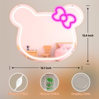 Hotfutic Hello Kit Mirror Vanity Cute Hello Kit Led Wall Mirror Bedroom Decor Brightness Adjustable Cat Neon Light Sign Wall D