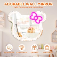 Hotfutic Hello Kit Mirror Vanity Cute Hello Kit Led Wall Mirror Bedroom Decor Brightness Adjustable Cat Neon Light Sign Wall D