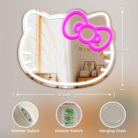 Hotfutic Hello Kit Mirror Vanity 16X13 Hello Kit Light Up Wall Mirror Led For Bedroom Decor Dimmable Hello Kit Makeup Mirr