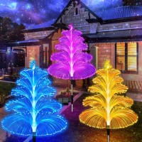 Weitexs Solar Christmas Tree Lights Decorations Outdoor Waterproof 5 Layer Optical Fiber 7 Color Changing For Yard Pathway Outsi