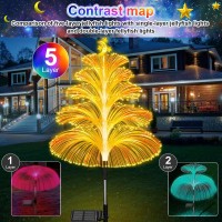 Weitexs Solar Christmas Tree Lights Decorations Outdoor Waterproof 5 Layer Optical Fiber 7 Color Changing For Yard Pathway Outsi