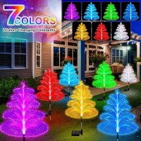 Weitexs Solar Christmas Tree Lights Decorations Outdoor Waterproof 5 Layer Optical Fiber 7 Color Changing For Yard Pathway Outsi