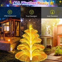 Weitexs Solar Christmas Tree Lights Decorations Outdoor Waterproof 5 Layer Optical Fiber 7 Color Changing For Yard Pathway Outsi