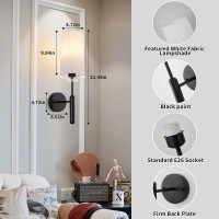 Powfloven Black Rechargeable Battery Operated Wall Sconces Set Of 2 With Remote Wireless Dimmable 5000Mah Battery Powered Led W