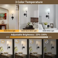 Powfloven Black Rechargeable Battery Operated Wall Sconces Set Of 2 With Remote Wireless Dimmable 5000Mah Battery Powered Led W