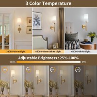 Powfloven Gold Rechargeable Battery Operated Wall Sconces Set Of 2 With Remote Wireless Dimmable 5000Mah Battery Powered Led Wa