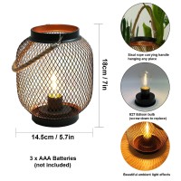 Jaoselap 2 Pack Metal Cage Outdoor Lanterns, Battery Operated Table Lamps With Timer, Cordless Decorative Lamps For Home Decor Deck Livingroom, Outdoor Decor For Front Porch Patio Yard