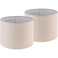 Drum Lamp Shades Set Of 2 Medium 13X13X10 Spider Beige Lampshades For Table Lamps Floor Lamp Oatmeal Linen Shadefabri