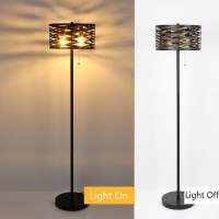 Industrial Floor Lamp For Living Room Black Standing Lamp Farmhouse Stand Up Lamp With Pull Chain Switch Tall Lamp For Bedroom H