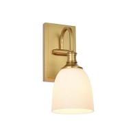 Hanaloa Wall Sconce Light Vintage Sconces Wall Lighting In Aged Brass 1 Light Bathroom Vanity Lighting With Opal Glass Shade