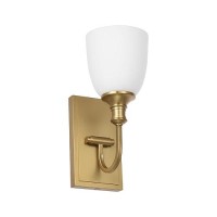 Hanaloa Wall Sconce Light Vintage Sconces Wall Lighting In Aged Brass 1 Light Bathroom Vanity Lighting With Opal Glass Shade