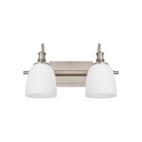 Hanaloa Bathroom Vanity Light Fixtures Vintage Brushed Nickel 2 Lights Wall Sconce Lighting With Opal Glass Shade Porch Wall M