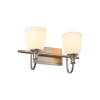 Hanaloa Bathroom Vanity Light Fixtures Vintage Brushed Nickel 2 Lights Wall Sconce Lighting With Opal Glass Shade Porch Wall M