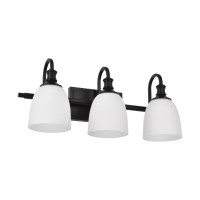 Hanaloa Bathroom Vanity Light Fixtures Vintage Matte Black 3 Lights Wall Sconce Lighting With Opal Glass Shade Porch Wall Moun