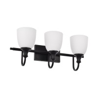 Hanaloa Bathroom Vanity Light Fixtures Vintage Matte Black 3 Lights Wall Sconce Lighting With Opal Glass Shade Porch Wall Moun