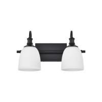 Hanaloa Bathroom Vanity Light Fixtures Vintage Matte Black 2 Lights Wall Sconce Lighting With Opal Glass Shade Porch Wall Moun