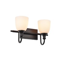 Hanaloa Bathroom Vanity Light Fixtures Vintage Matte Black 2 Lights Wall Sconce Lighting With Opal Glass Shade Porch Wall Moun