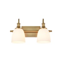 Hanaloa Bathroom Vanity Light Fixtures Vintage Aged Brass 2 Lights Wall Sconce Lighting With Opal Glass Shade Porch Wall Mount