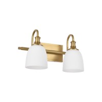 Hanaloa Bathroom Vanity Light Fixtures Vintage Aged Brass 2 Lights Wall Sconce Lighting With Opal Glass Shade Porch Wall Mount