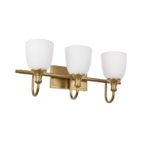 Hanaloa Gold Bathroom Vanity Light Fixtures Vintage Aged Brass 3 Lights Wall Sconce Lighting With Opal Glass Shade Porch Wall