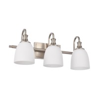 Hanaloa Bathroom Vanity Light Fixtures Vintage Brushed Nickel 3 Lights Wall Sconce Lighting With Opal Glass Shade Porch Wall M