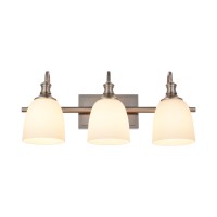 Hanaloa Bathroom Vanity Light Fixtures Vintage Brushed Nickel 3 Lights Wall Sconce Lighting With Opal Glass Shade Porch Wall M