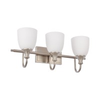 Hanaloa Bathroom Vanity Light Fixtures Vintage Brushed Nickel 3 Lights Wall Sconce Lighting With Opal Glass Shade Porch Wall M