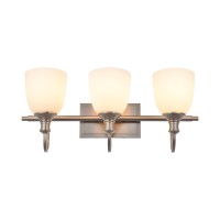 Hanaloa Bathroom Vanity Light Fixtures Vintage Brushed Nickel 3 Lights Wall Sconce Lighting With Opal Glass Shade Porch Wall M