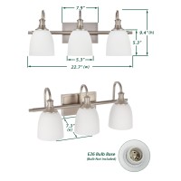 Hanaloa Bathroom Vanity Light Fixtures Vintage Brushed Nickel 3 Lights Wall Sconce Lighting With Opal Glass Shade Porch Wall M