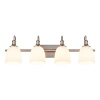 Hanaloa Bathroom Vanity Light Fixtures Vintage Brushed Nickel 4 Lights Wall Sconce Lighting With Opal Glass Shade Porch Wall M