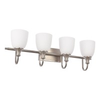 Hanaloa Bathroom Vanity Light Fixtures Vintage Brushed Nickel 4 Lights Wall Sconce Lighting With Opal Glass Shade Porch Wall M