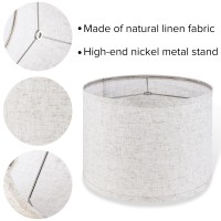 Jerhous Oatmeal Linen Textured Lamp Shades Set Of 2 Medium Drum Lampshade 13Top X 13Bottom X 10Highspider Farmhouse Lamp