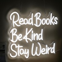 Read Books Be Kind Stay Weird Neon Sign Letter Led White Neon Lights Dimmable Usb Powered 1417X13Cool Wall Decorative Light Bed