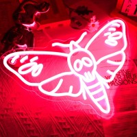 Uponray Death Head Moth Neon Signs Death Moth Neon Light Led Skull Butterfly Neon Sign For Wall Decor Dimmable Powered By U