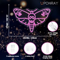 Uponray Death Head Moth Neon Signs Death Moth Neon Light Led Skull Butterfly Neon Sign For Wall Decor Dimmable Powered By U