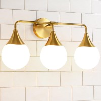 Hahzt Bathroom Vanity Light Fixtures 3Light Mid Century Modern Bathroom Lighting Fixtures Over Mirror Brass Gold Wall Sconce