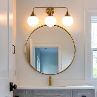 Hahzt Bathroom Vanity Light Fixtures 3Light Mid Century Modern Bathroom Lighting Fixtures Over Mirror Brass Gold Wall Sconce